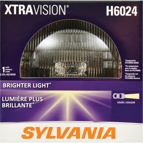 Sylvania 30735 XtraVision® H6024 Sealed Beam Headlight XtraVision<sup>®</sup> H6024 Sealed Beam Headlight, Halogen, 55 W, Off White - Each