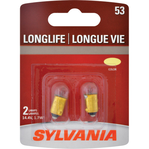 Sylvania 30220 53 Long Life Mini Long Life Mini Bulb 53 Long Life Mini Long Life Mini Bulb, Incandescent, 1.73 W, Off White - Pack of 2