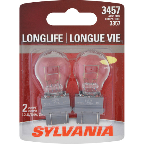Sylvania 30244 3457 Long Life Mini Automotive Bulb 3457 Long Life Mini Automotive Bulb, Incandescent, 26.9 A/8.3 W, Off White - Pack of 2