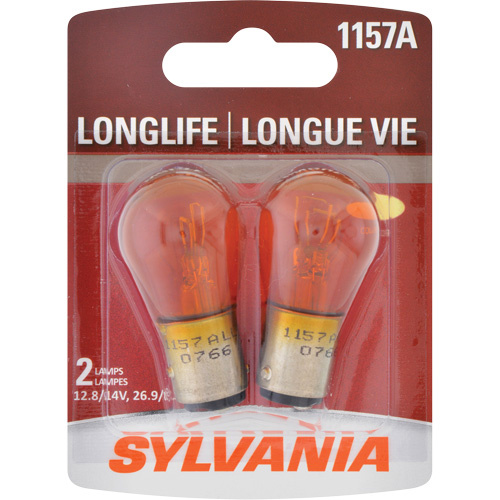 Sylvania 30192 1157A Long Life Mini Automotive Bulb 1157A Long Life Mini Automotive Bulb, Incandescent, 26.9 A/8.3 W, Amber - Pack of 2