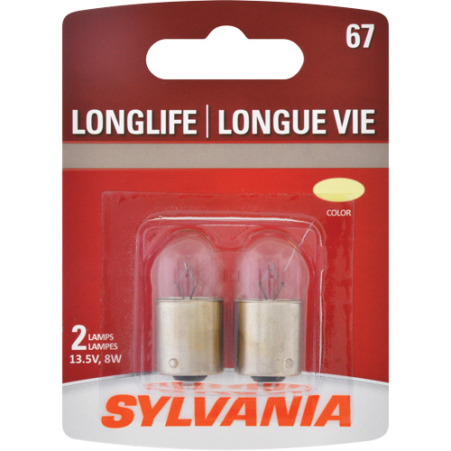 Sylvania 30167 67 Long Life Mini Automotive Bulb 67 Long Life Mini Automotive Bulb, Incandescent, 7.97 W, Off White - Pack of 2