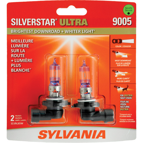 Sylvania 33084 9005 SilverStar® Ultra Headlight Bulb 9005 SilverStar<sup>®</sup> Ultra Headlight Bulb, Halogen, 65 W, White - Pack of 2