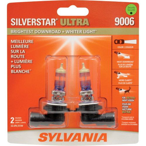 Sylvania 33086 9006 SilverStar® Ultra Headlight Bulb 9006 SilverStar<sup>®</sup> Ultra Headlight Bulb, Halogen, 55 W, White - Pack of 2