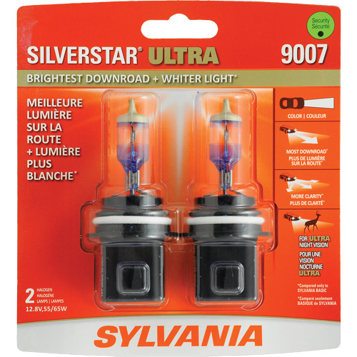 Sylvania 33088 9007 SilverStar® Ultra Headlight Bulb 9007 SilverStar<sup>®</sup> Ultra Headlight Bulb, Halogen, 55 W/65 W, White - Pack of 2
