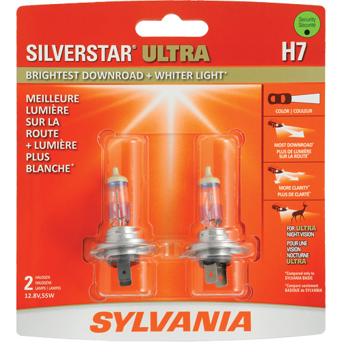 Sylvania 33094 H7 SilverStar® Ultra Headlight Bulb H7 SilverStar<sup>®</sup> Ultra Headlight Bulb, Halogen, 56 W, Off White - Pack of 2