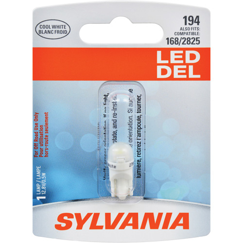 Sylvania 38914 194 Mini Automotive Bulb 194 Mini Automotive Bulb, LED, 0.5 W/12.8 W, White - Each