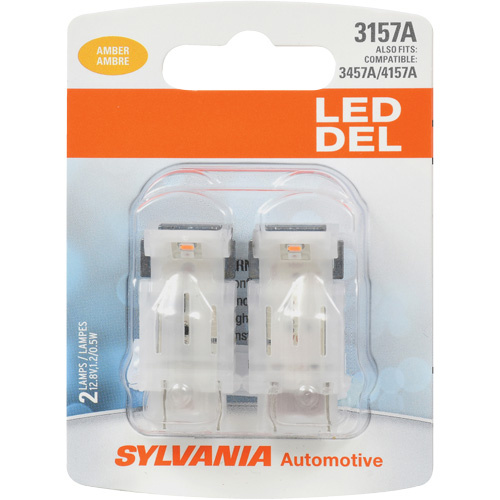 Sylvania 38882 3157A Mini Automotive Bulb 3157A Mini Automotive Bulb, LED, 0.5 W/12.8 W, Amber - Pack of 2