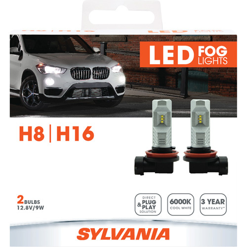Sylvania 37688 H8 Headlight Bulb H8 Headlight Bulb, LED, 12.8 W/9 W, White - Pack of 2