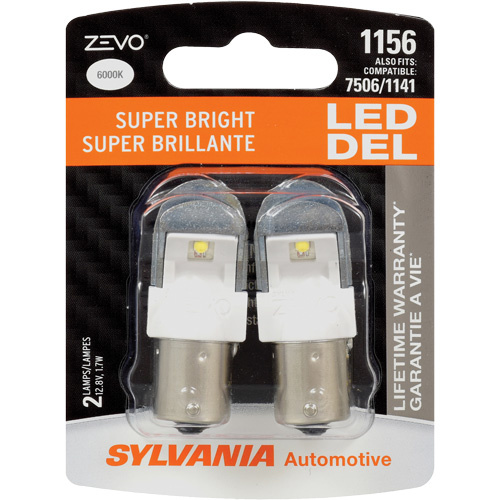 Sylvania 39212 1156 Zevo® Mini Automotive Bulb 1156 Zevo<sup>®</sup> Mini Automotive Bulb, LED, 1.7 W, White - Pack of 2