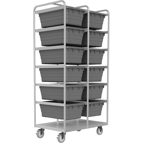 Durham Manufacturing STBR-303672-12-5PU Mobile Tub Rack Mobile Tub Rack, Double-sided, 12 bins, 26" W x 36" D x 74" H - Each