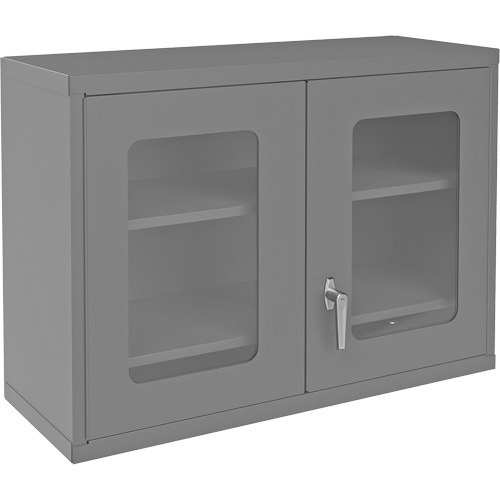 Durham Manufacturing 072CV-95 Wall-Mountable Storage Cabinet with Clearview Doors Wall-Mountable Storage Cabinet with Clearview Doors, 26-15/16" H x 35-7/8" W x 13-11/16" D, 2 Shelves, Steel, Grey - Each