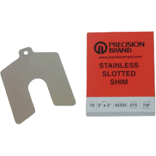 Precision Brand 42940 Slotted Shim Assortments Slotted Shim Assortments, 2" L x 0.001"- 0.125" Thickness, 2" W, Stainless Steel - Each