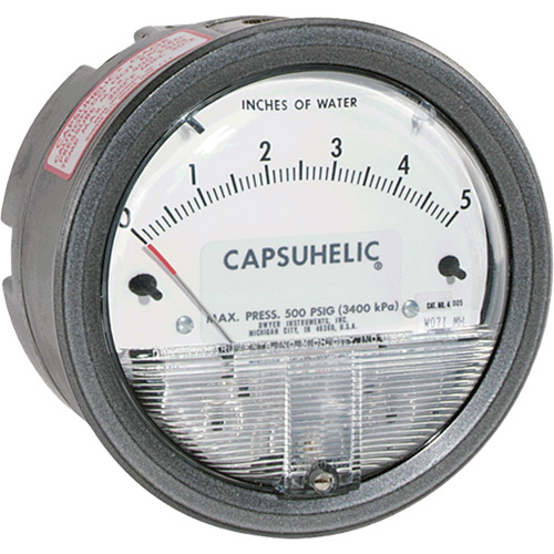 Dwyer 4025B 4000 Series Capsuhelic® Differential Pressure Gauge with Case 4000 Series Capsuhelic<sup>®</sup> Differential Pressure Gauge with Case, 4" , 0 - 25 in. w.c., Panel Mount, Analogue - Each