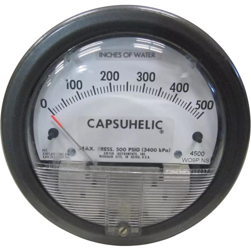 Dwyer 4500B 4000 Series Capsuhelic® Differential Pressure Gauge with Case 4000 Series Capsuhelic<sup>®</sup> Differential Pressure Gauge with Case, 4" , 0 - 500 in. w.c., Panel Mount, Analogue - Each