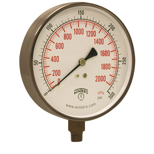 Winters PCT326 Contractor Pressure Gauge Contractor Pressure Gauge, 4-1/2" , 0 - 300 psi, Bottom Mount, Analogue - Each
