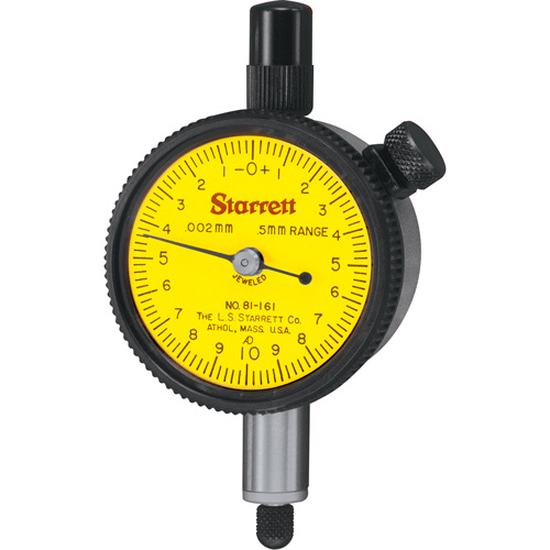 Starrett 81-161J Dial Indicators - No. 81 Series - AGD Group 1 Dial Indicators - No. 81 Series - AGD Group 1, 0 mm - 0.5 mm Range - Each