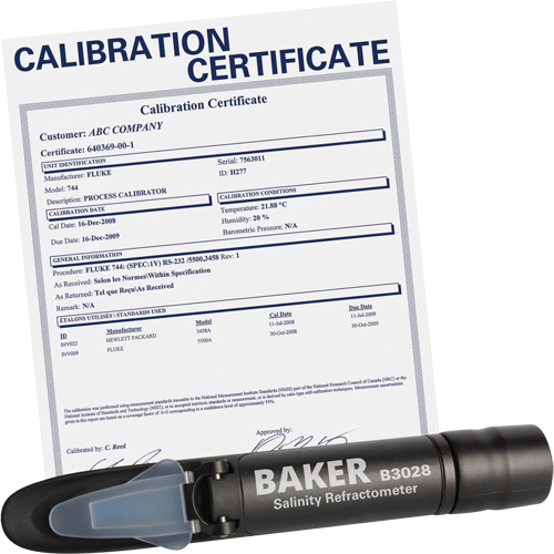 Baker B3028-NIST Refractometer with ISO Certificate Refractometer with ISO Certificate, Analogue (Sight Glass), Salinity - Each