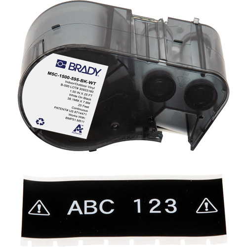 Brady M5C-1500-595-BK-WT All-Weather Labels All-Weather Labels, Vinyl, White on Black, 1.5" Width - Each