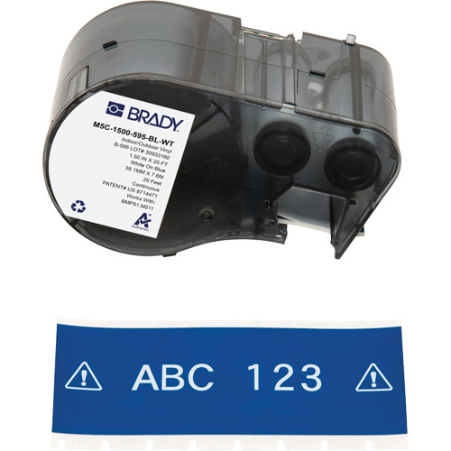 Brady M5C-1500-595-BL-WT All-Weather Labels All-Weather Labels, Vinyl, White on Blue, 1.5" Width - Each
