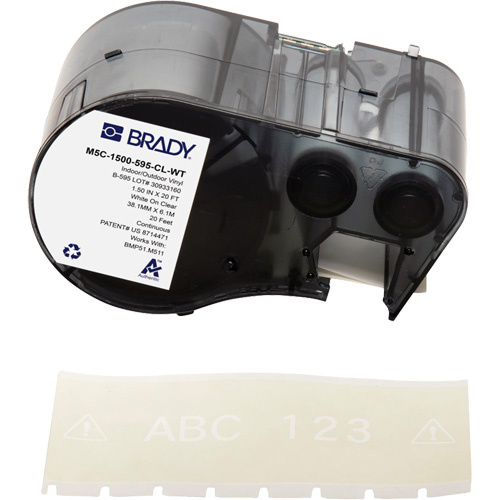Brady M5C-1500-595-CL-WT All-Weather Labels All-Weather Labels, Vinyl, White on Clear, 1.5" Width - Each