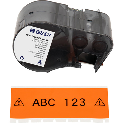 Brady M5C-1500-595-OR-BK All-Weather Labels All-Weather Labels, Vinyl, Black on Orange, 1.5" Width - Each