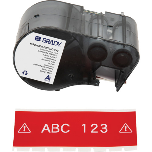 Brady M5C-1500-595-RD-WT All-Weather Labels All-Weather Labels, Vinyl, White on Red, 1.5" Width - Each