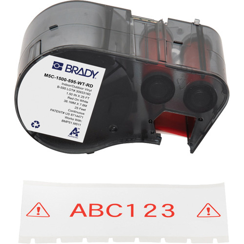 Brady M5C-1500-595-WT-RD All-Weather Labels All-Weather Labels, Vinyl, Red on White, 1.5" Width - Each