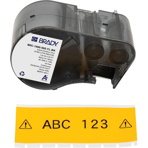 Brady M5C-1500-595-YL-BK All-Weather Labels All-Weather Labels, Vinyl, Black on Yellow, 1.5" Width - Each