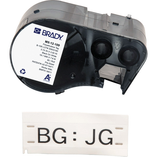Brady M5-12-109 Multi-Purpose Tear-Resistant Tags Multi-Purpose Tear-Resistant Tags, Polyethylene, Black on White, 3" Width - Each
