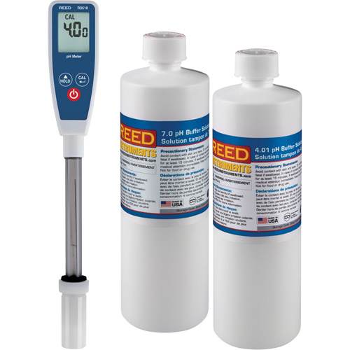 Reed Instruments R3510-KIT Long Stem pH Meter & 4pH/7pH Buffer Solution Kit Long Stem pH Meter & 4pH/7pH Buffer Solution Kit