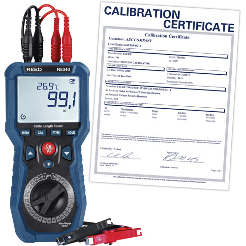 Reed Instruments R5340-NIST Cable Length Tester with Calibration Certificate Cable Length Tester with Calibration Certificate - Each