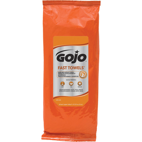 Gojo 6285-06 Fast Wipes Hand Cleaning Towels, 60 Wipes, 10" x 9"-(Each)