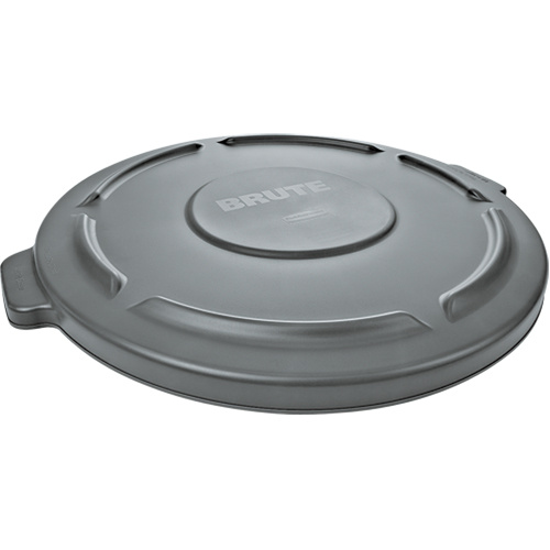 Rubbermaid FG263100GRAY Round Brute® Containers, Tops & Dollies Round Brute<sup>®</sup> Containers, Tops & Dollies, Flat Lid, Plastic/Polyethylene, Fits Container Size: 22-1/4" Dia. - Each
