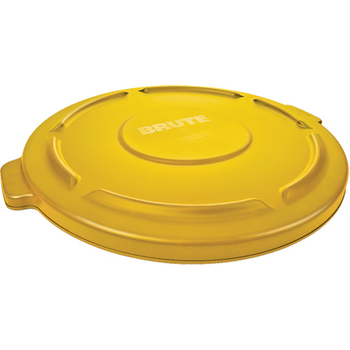 Rubbermaid FG263100YEL Round Brute® Tops Round Brute<sup>®</sup> Tops, Flat Lid, Plastic/Polyethylene, Fits Container Size: 22" Dia. - Each
