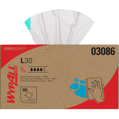 Kimberly-Clark 03086 L30 Wipers L30 Wipers, All-Purpose, 10" L x 10-4/5" W - Case of 10