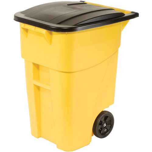 Rubbermaid FG9W2700YEL BRUTE® Roll-Out Container BRUTE<sup>®</sup> Roll-Out Container, Curbside, Plastic, 50 US gal. - Each
