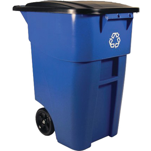 Rubbermaid FG9W2773BLUE BRUTE® Roll-Out Container BRUTE<sup>®</sup> Roll-Out Container, Deskside, Plastic, 50 US gal. - Each