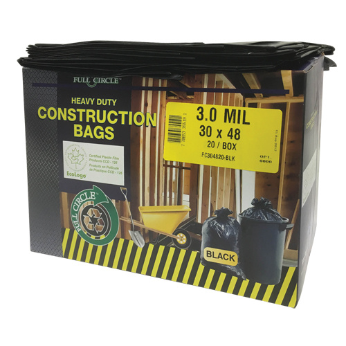 Alte-Rego FC304820-BLK Contractor Liners, Strong, 30" W x 48" L, 3 mils, Black, 113.56 L (30 Gal.) Capacity-(Pack of 20)
