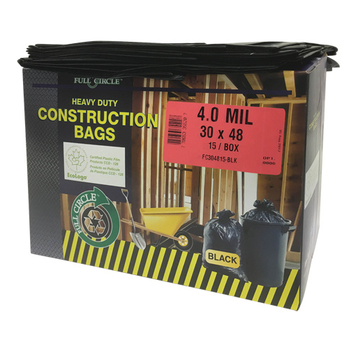 Alte-Rego FC304815-BLK Contractor Liners, Strong, 30" W x 48" L, 4 mils, Black, 124.91 L (33 Gal.) Capacity-(Pack of 15)