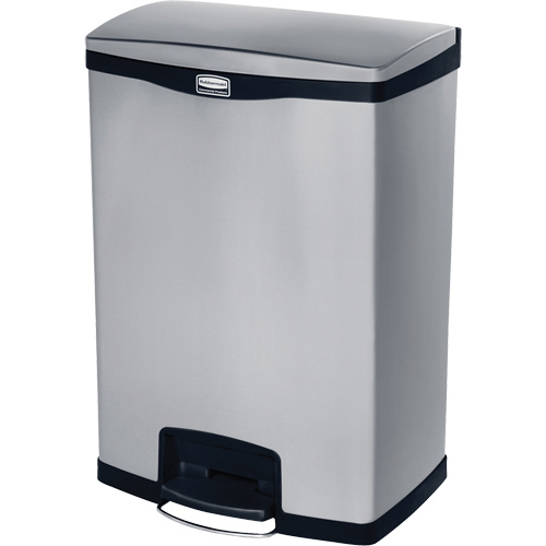 Rubbermaid 1901999 Slim Jim® Waste Container Slim Jim<sup>®</sup> Waste Container, Stainless Steel, 24 US gal. Capacity - Each