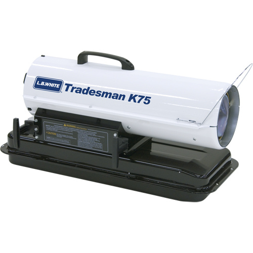 L.B. White TRADESMAN K75 Tradesman Forced Air Heater, Fan, Kerosene, 75,000 BTU/H-(Each)