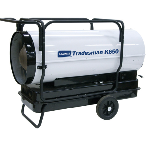 L.B. White TRADESMAN K650 Tradesman Forced Air Heater, Fan, Kerosene, 650,000 BTU/H-(Each)
