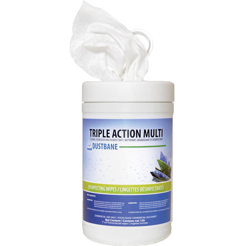 Dustbane 53376 Triple Action Multi Disinfecting Wipes, 7" x 8", 120 Count-(Each)