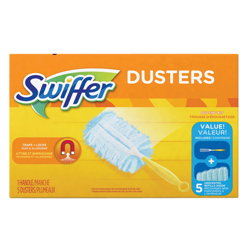 Swiffer 16901444 Duster Kit Duster Kit, Slip On Style, Microfibre, 5" L x 3-1/2" W - Box of 5