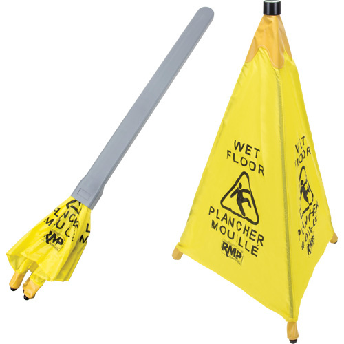 RMP Maintenance Products ""Wet Floor"" Pop-Up Safety Cone "Wet Floor" Pop-Up Safety Cone, Bilingual with Pictogram - Each