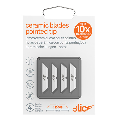 Dentec 2110408 Slice™ Pointed-Tip Ceramic Box Cutter Blades Slice™ Pointed-Tip Ceramic Box Cutter Blades, Single Style - Pack of 4