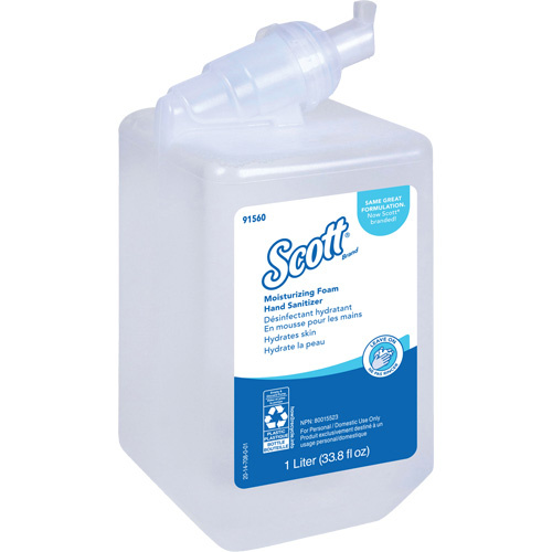 Kimberly-Clark 91560 Scott Pro Moisturizing Foam Hand Sanitizer, 1000 ml, Cartridge Refill, 62% Alcohol-(Case of 6)