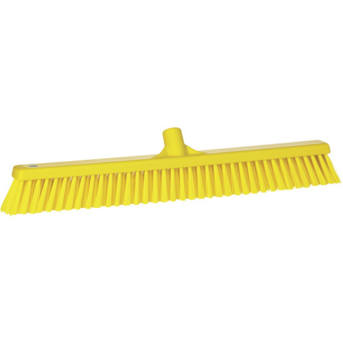 Vikan 31946 Combo Bristle Push Broom Combo Bristle Push Broom, Coarse/Fine Bristles, 24", Polyester, Yellow - Each