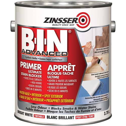 Zinsser 273873 B-I-N® Advanced Synthetic Shellac Based Primer B-I-N<sup>®</sup> Advanced Synthetic Shellac Based Primer, 3.78 L, Gallon, Tintable Bright White - Can