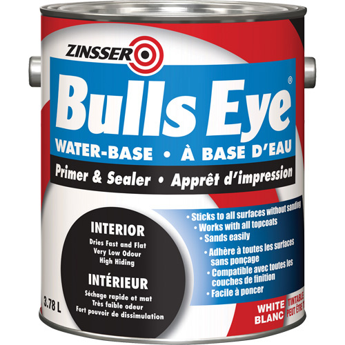 Zinsser 254067 Bulls Eye® Water Based Primer Bulls Eye<sup>®</sup> Water Based Primer, 3.78 L, Gallon, White - Can